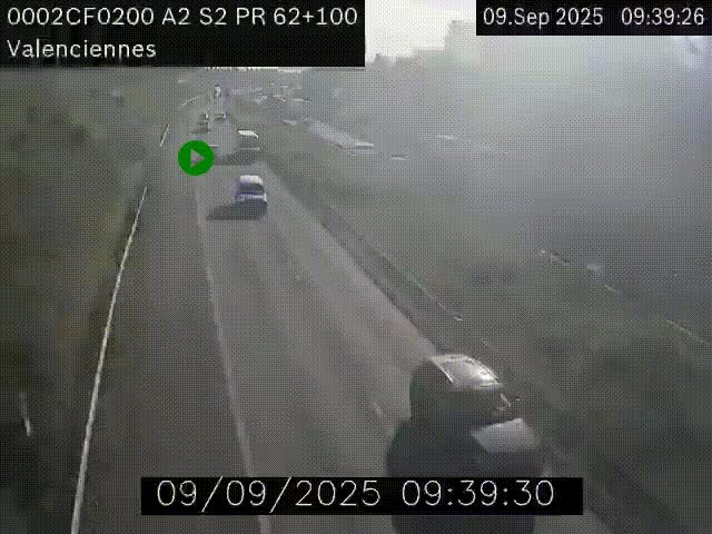Webcam autoroute A2 à Valenciennes. Vue orientée vers Maubeuge et Mons (Belgique)