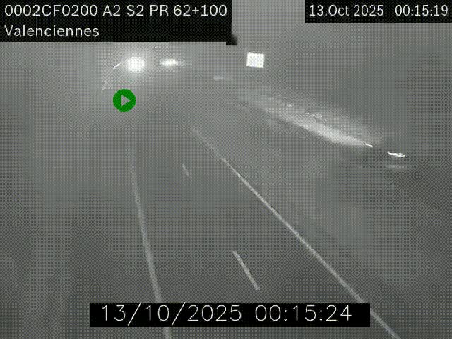 Webcam autoroute A2 à Valenciennes. Vue orientée vers Maubeuge et Mons (Belgique)