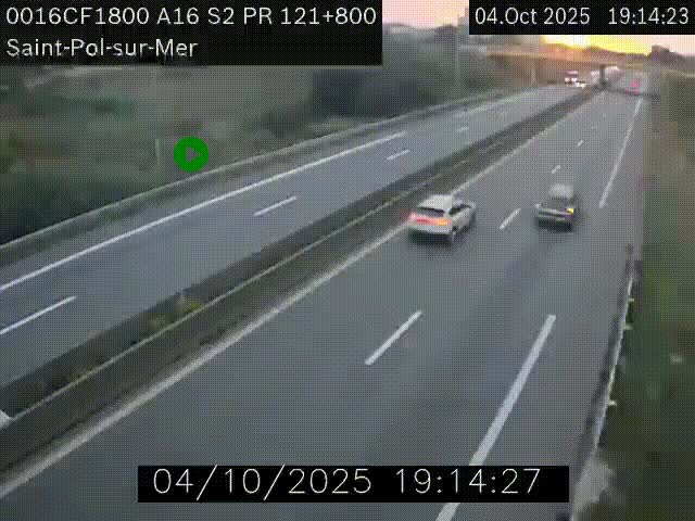 Webcam autoroute A16 à proximité de Dunkerque, à hauteur de la sortie Saint-Pol-sur-Mer. Vue orientée vers Calais
