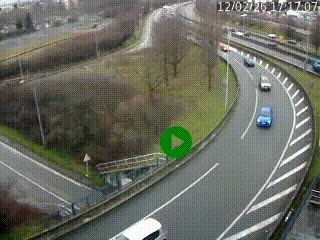 Caméra autoroute à la jonction entre l'A7 et la D301 (Boulevard urbain Sud de Lyon) à Feyzin, au sud de Lyon. Vue orientée vers Mions