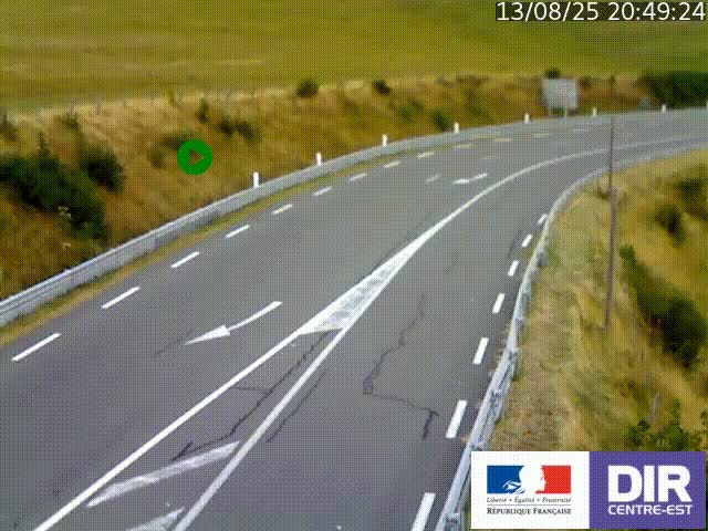 Webcam sur le col Pin Bouchain, vue orientée vers Roanne, en provenance de Lyon sur la nationale 7 (N7)