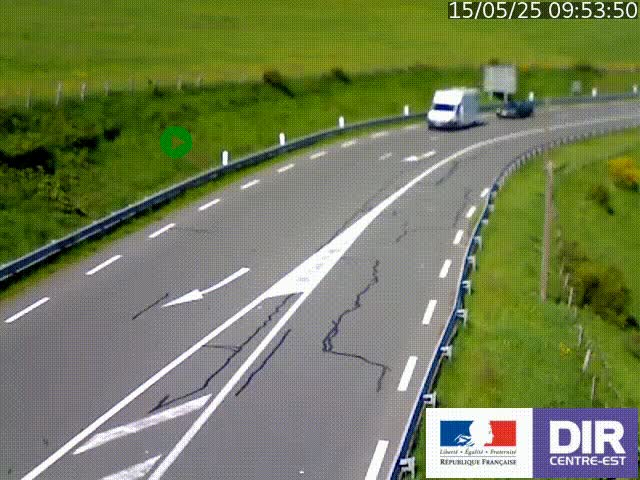 Webcam sur le col Pin Bouchain, vue orientée vers Roanne, en provenance de Lyon sur la nationale 7 (N7)