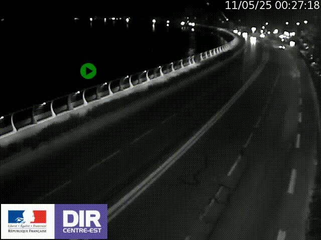 Webcam sur le quai Parjot à Vienne, aux Portes de Lyon, sur la Nationale 7, à la jonction avec le boulevard du Rhône-nord (D1407), caméra orientée vers Lyon