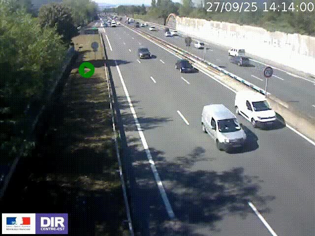 Webcam à Bron sur l'A43 à la jonction avec le boulevard périphérique de Lyon (D383). Vue orientée vers Lyon