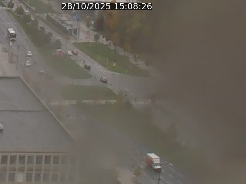Webcam sur l'avenue John Fitzgerald Kennedy (N51) avec vue sur le Pont rouge (Pont Grande Duchesse Charlotte), l'arrêt Pfaffenthal et l'entrée du quartier Kirchberg
