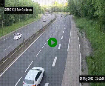 Webcam routière à hauteur de Bois-Guillaume en périphérie de Rouen. Vue orientée vers Rouen