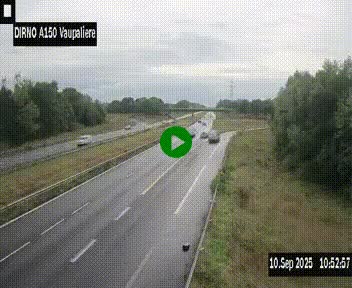 Webcam autoroute A150 à hauteur de La Vaupalière en périphérie de Rouen. Vue orientée vers Rouen