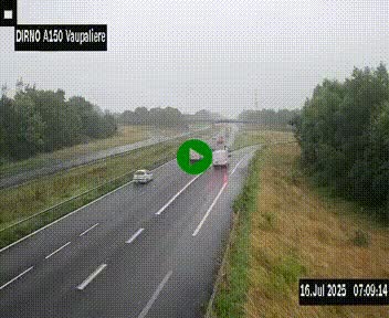 Webcam autoroute A150 à hauteur de La Vaupalière en périphérie de Rouen. Vue orientée vers Rouen