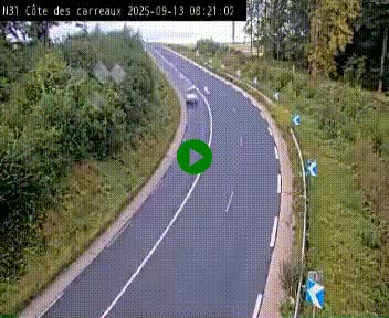 Webcam en haut de la Côte des Carreaux sur la N31 à Avesnes-en-Bray. Vue orientée vers Rouen