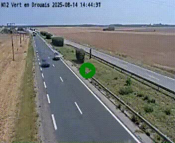 Webcam à hauteur de Vert-en-Drouais sur la N12, en périphérie de Dreux. Vue orientée vers Alençon
