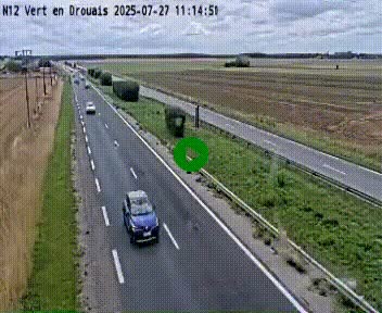 Webcam à hauteur de Vert-en-Drouais sur la N12, en périphérie de Dreux. Vue orientée vers Alençon