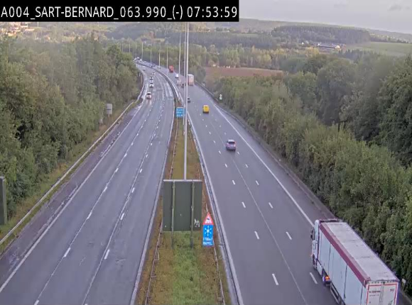 Webcam E411 à hauteur d'Assesse en provenance d'Arlon ou de la N4 vers Namur