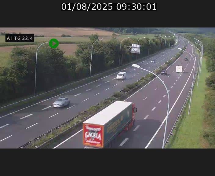 Traffic live webcam Luxembourg Flaxweiler - A1 direction Luxembourg - BK 22.4