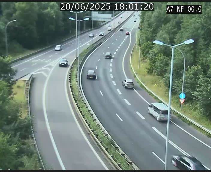 Caméra autoroute Luxembourg A7 - Echangeur A1/A7 Grünewald direction Tunnel Stafelter