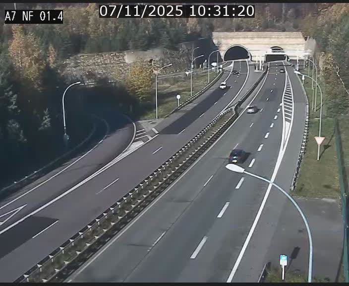 Caméra autoroute Luxembourg A7 - Echangeur Waldhaff - direction Tunnel Stafelter