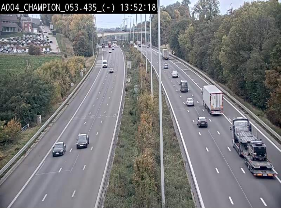 Webcam E411 à Champion, à proximité de Namur. Vue orientée vers Bruxelles