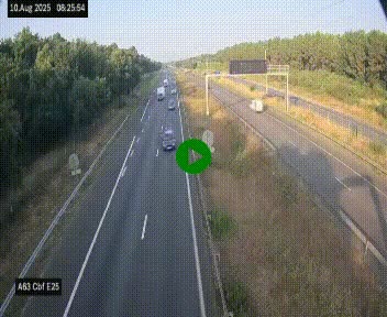 Webcam autoroute A63 en périphérie de Bordeaux au sud-est de la ville, en provenance du bassin d'Arcachon. Vue orientée vers Bordeaux