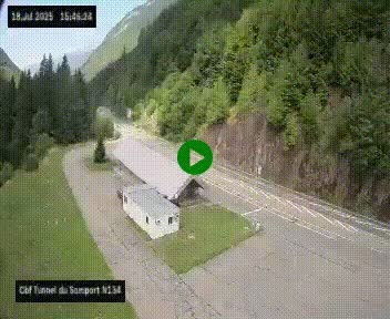 Webcam à l'entrée du tunnel du Somport, côté français, sur la N134, dans les Pyrénées, en direction de l'Espagne, à 1116 mètres d'altitude