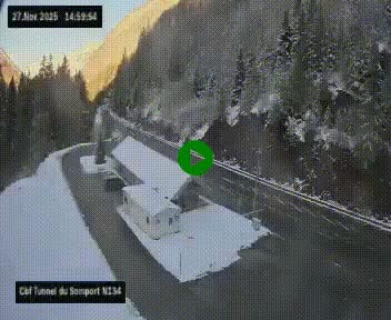 Webcam à l'entrée du tunnel du Somport, côté français, sur la N134, dans les Pyrénées, en direction de l'Espagne, à 1116 mètres d'altitude