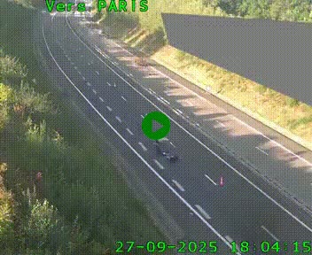 Caméra routière sur l'autoroute A20 à Saint-Pardoux-l'Ortigier, à la jonction avec l'A89. Vue orientée vers Paris