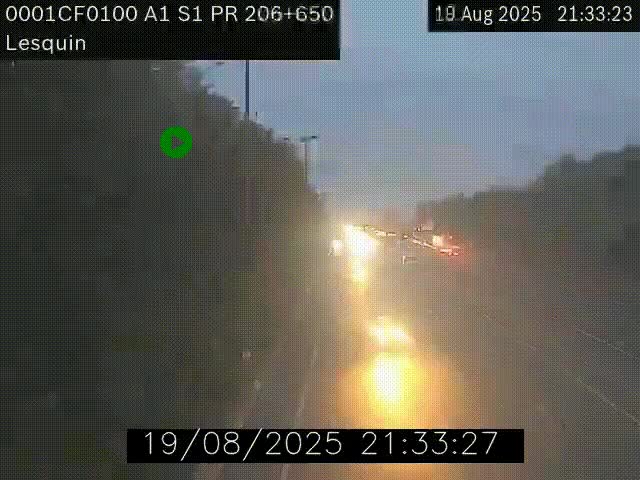 Webcam autoroute A1 à hauteur de Lesquin. Vue orientée vers Lille