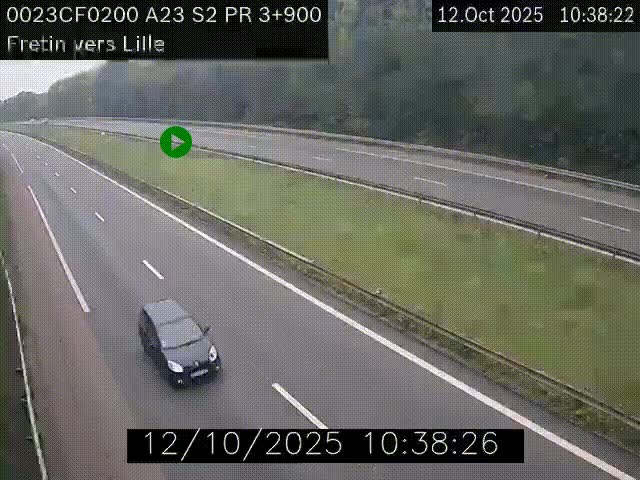 Webcam autoroute A23 à hauteur de Fretin. Vue orientée vers Lille