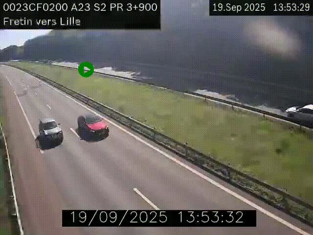 Webcam autoroute A23 à hauteur de Fretin. Vue orientée vers Lille