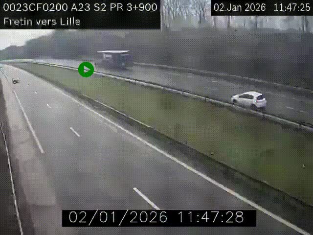 Webcam autoroute A23 à hauteur de Fretin. Vue orientée vers Lille
