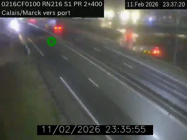 Webcam à Calais sur A216 (N216) en direction du port (harbour) de Calais.
