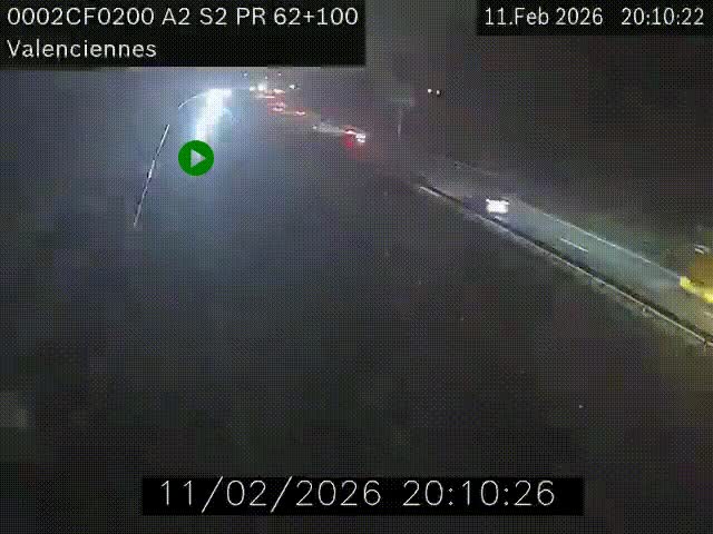 Webcam autoroute A2 à Valenciennes. Vue orientée vers Maubeuge et Mons (Belgique)