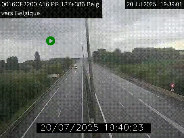 Webcam à la frontière franco-belge au niveau de Bray-Dunes/De-Panne sur l'autoroute A16. Vue orientée vers la Belgique