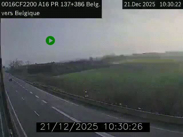 Webcam à la frontière franco-belge au niveau de Bray-Dunes/De-Panne sur l'autoroute A16. Vue orientée vers la Belgique