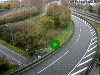 Caméra autoroute à la jonction entre l'A7 et la D301 (Boulevard urbain Sud de Lyon) à Feyzin, au sud de Lyon. Vue orientée vers Mions