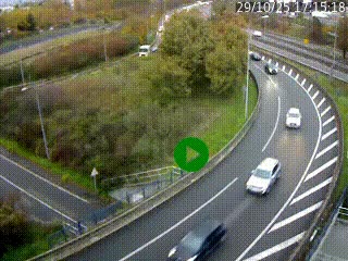Caméra autoroute à la jonction entre l'A7 et la D301 (Boulevard urbain Sud de Lyon) à Feyzin, au sud de Lyon. Vue orientée vers Mions