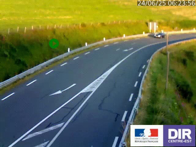 Webcam sur le col Pin Bouchain, vue orientée vers Roanne, en provenance de Lyon sur la nationale 7 (N7)