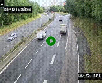 Webcam routière à hauteur de Bois-Guillaume en périphérie de Rouen. Vue orientée vers Rouen