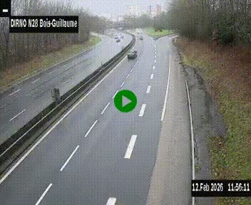 Webcam routière à hauteur de Bois-Guillaume en périphérie de Rouen. Vue orientée vers Rouen