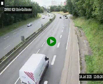 Webcam routière à hauteur de Bois-Guillaume en périphérie de Rouen. Vue orientée vers Rouen