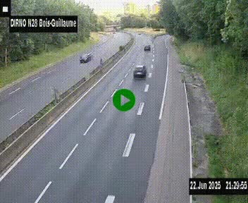 Webcam routière à hauteur de Bois-Guillaume en périphérie de Rouen. Vue orientée vers Rouen