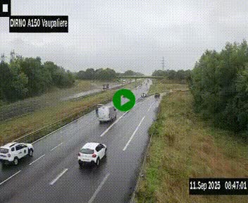 Webcam autoroute A150 à hauteur de La Vaupalière en périphérie de Rouen. Vue orientée vers Rouen