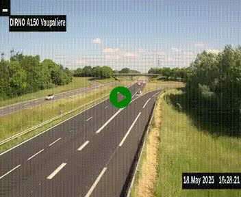 Webcam autoroute A150 à hauteur de La Vaupalière en périphérie de Rouen. Vue orientée vers Rouen