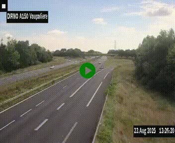 Webcam autoroute A150 à hauteur de La Vaupalière en périphérie de Rouen. Vue orientée vers Rouen