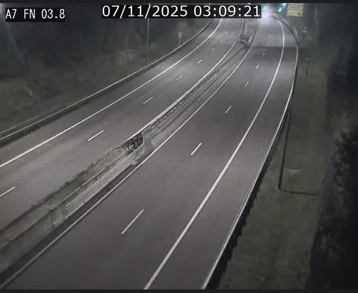 Caméra autoroute Luxembourg A7 - Passage à gibier Rëngelbour - direction Tunnel Stafelter