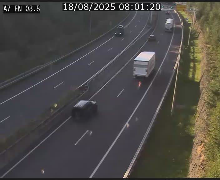 Caméra autoroute Luxembourg A7 - Passage à gibier Rëngelbour - direction Tunnel Stafelter