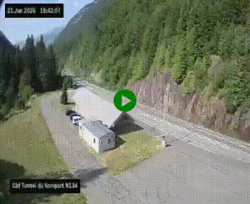 Webcam à l'entrée du tunnel du Somport, côté français, sur la N134, dans les Pyrénées, en direction de l'Espagne, à 1116 mètres d'altitude