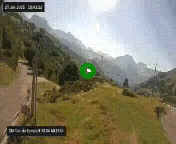 Webcam au col du Somport, côté français, sur la N134, dans les Pyrénées, en direction de l'Espagne, à 1632 mètres d'altitude