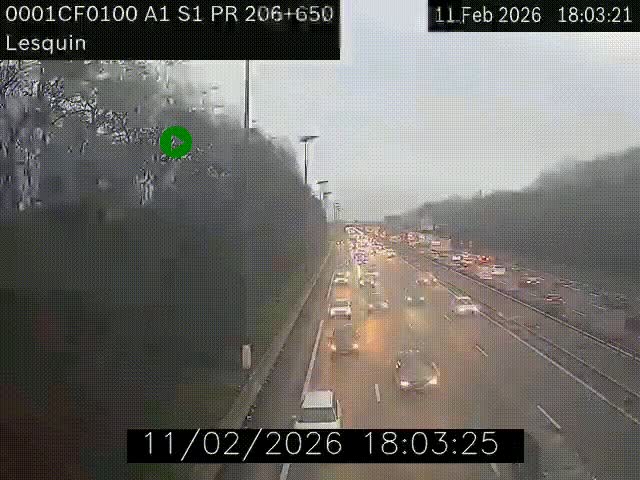 Webcam autoroute A1 à hauteur de Lesquin. Vue orientée vers Lille