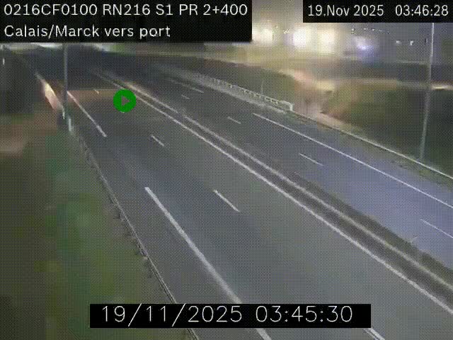 Webcam à Calais sur A216 (N216) en direction du port (harbour) de Calais.