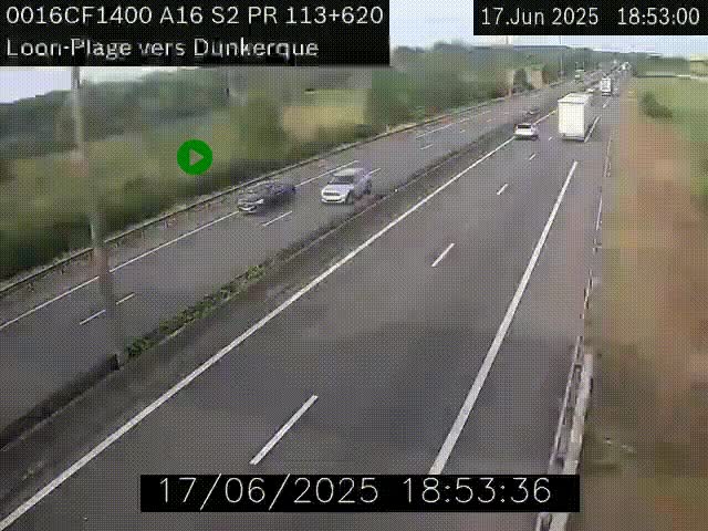 Webcam autoroute A16 à hauteur de Loon-Plage. Vue orientée vers Dunkerque et la Belgique.