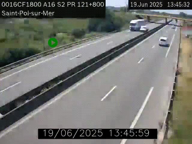 Webcam autoroute A16 à proximité de Dunkerque, à hauteur de la sortie Saint-Pol-sur-Mer. Vue orientée vers Calais